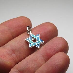 Sterling Silver David Star Opal Pendant